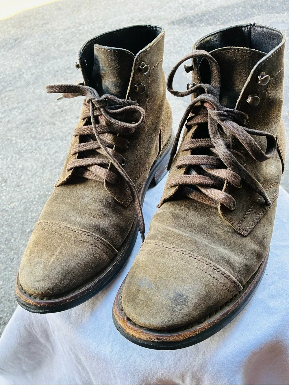 Thursday Boot Company Captain Dark Olive Suede Lace-Up Boots, Size 8